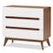 Baxton Studio Calypso Mid-Century White and Walnut Wood 3-Drawer Storage Chest 137-7499 - alternate 1
